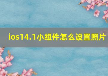 ios14.1小组件怎么设置照片