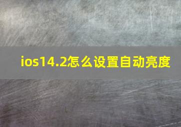 ios14.2怎么设置自动亮度