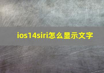 ios14siri怎么显示文字