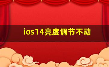 ios14亮度调节不动