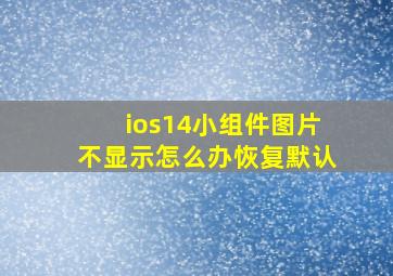 ios14小组件图片不显示怎么办恢复默认