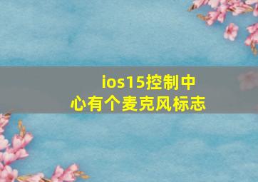 ios15控制中心有个麦克风标志