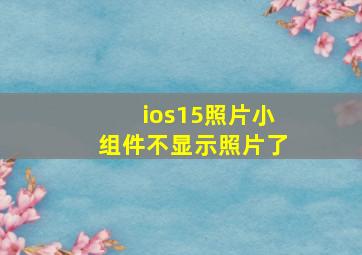 ios15照片小组件不显示照片了