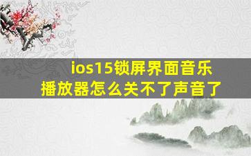 ios15锁屏界面音乐播放器怎么关不了声音了