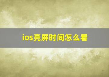 ios亮屏时间怎么看