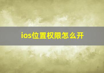 ios位置权限怎么开