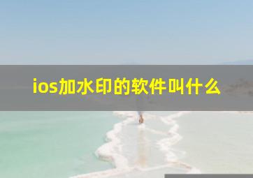 ios加水印的软件叫什么