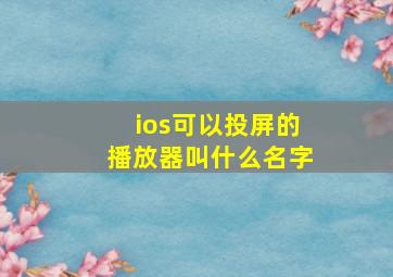 ios可以投屏的播放器叫什么名字