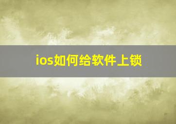 ios如何给软件上锁