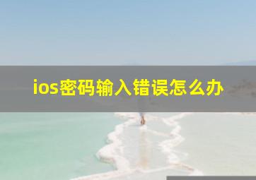 ios密码输入错误怎么办