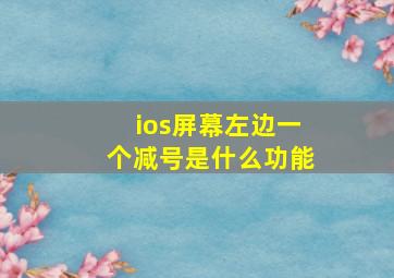 ios屏幕左边一个减号是什么功能