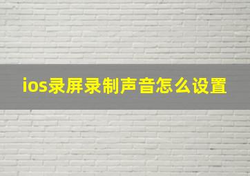 ios录屏录制声音怎么设置