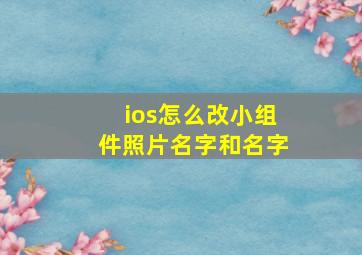 ios怎么改小组件照片名字和名字