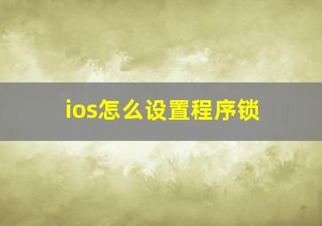 ios怎么设置程序锁