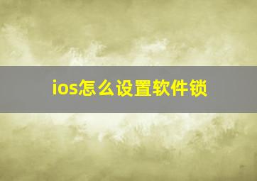 ios怎么设置软件锁