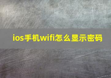 ios手机wifi怎么显示密码