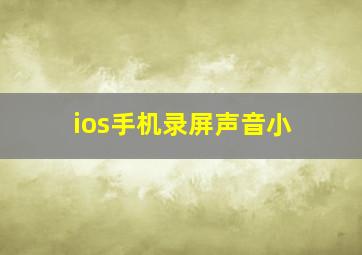 ios手机录屏声音小