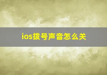 ios拨号声音怎么关