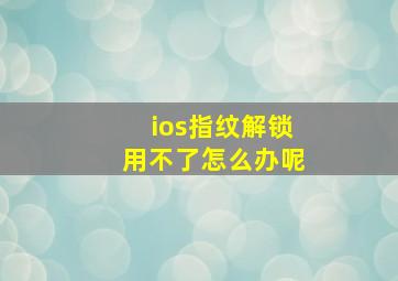 ios指纹解锁用不了怎么办呢