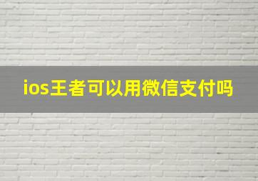 ios王者可以用微信支付吗