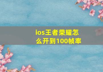 ios王者荣耀怎么开到100帧率