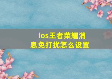 ios王者荣耀消息免打扰怎么设置