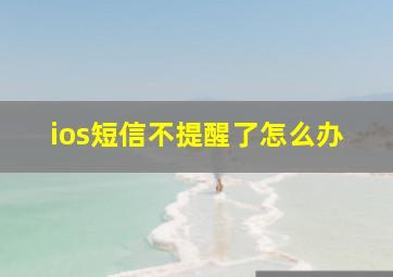 ios短信不提醒了怎么办