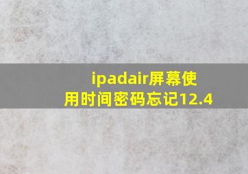 ipadair屏幕使用时间密码忘记12.4