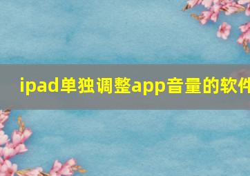 ipad单独调整app音量的软件