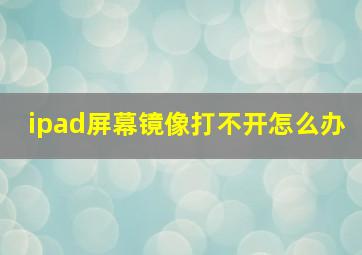 ipad屏幕镜像打不开怎么办