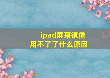 ipad屏幕镜像用不了了什么原因