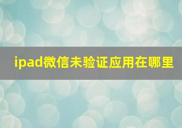 ipad微信未验证应用在哪里