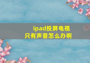 ipad投屏电视只有声音怎么办啊