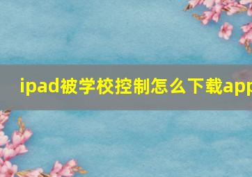 ipad被学校控制怎么下载app