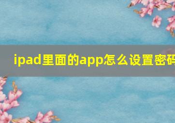 ipad里面的app怎么设置密码