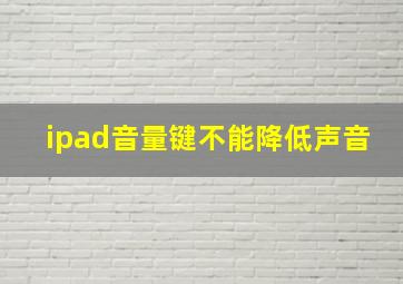 ipad音量键不能降低声音