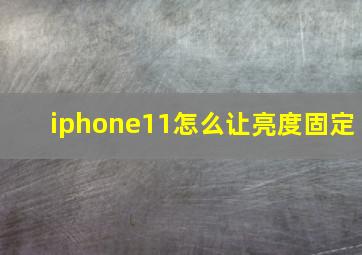 iphone11怎么让亮度固定