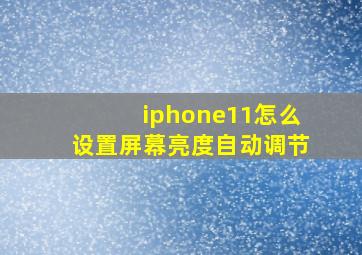 iphone11怎么设置屏幕亮度自动调节