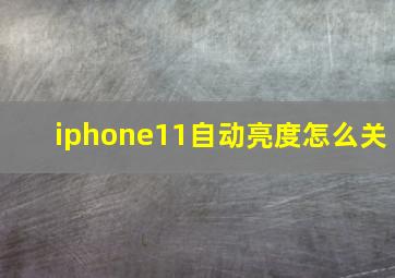 iphone11自动亮度怎么关