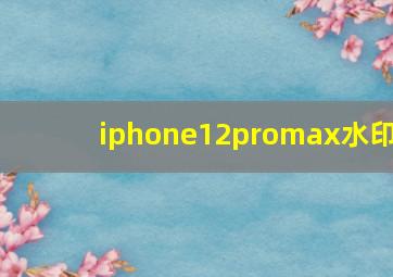 iphone12promax水印