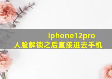 iphone12pro人脸解锁之后直接进去手机