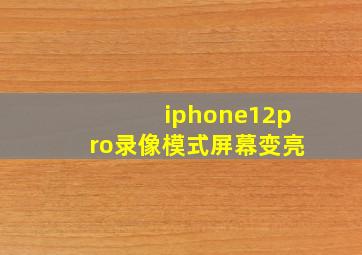 iphone12pro录像模式屏幕变亮