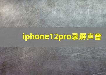 iphone12pro录屏声音