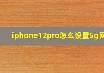 iphone12pro怎么设置5g网络