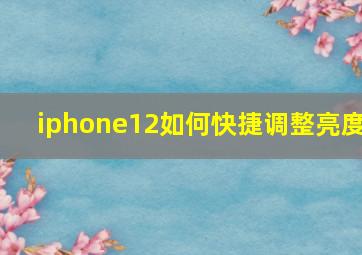 iphone12如何快捷调整亮度