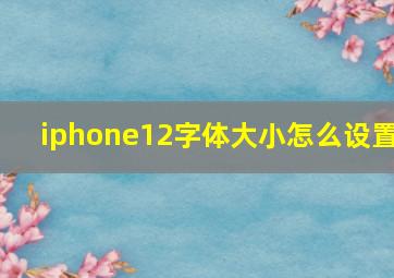 iphone12字体大小怎么设置