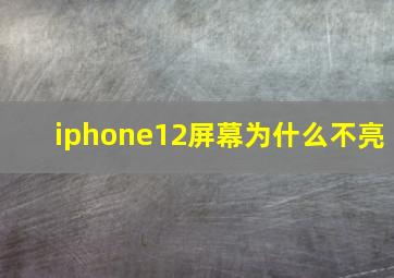 iphone12屏幕为什么不亮