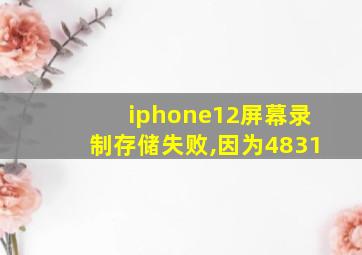 iphone12屏幕录制存储失败,因为4831