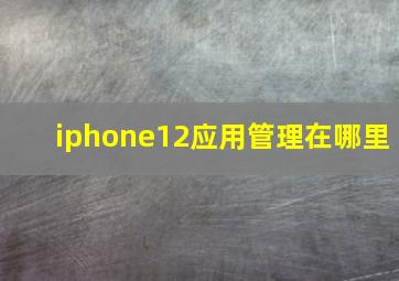 iphone12应用管理在哪里