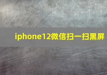 iphone12微信扫一扫黑屏